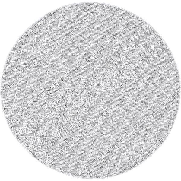 Dracus Grey Indoor Outdoor Round Rug - 160x160cm