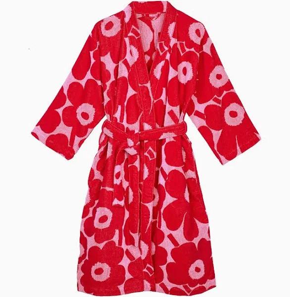 Marimekko Unikko Bathrobe Pink,Red S