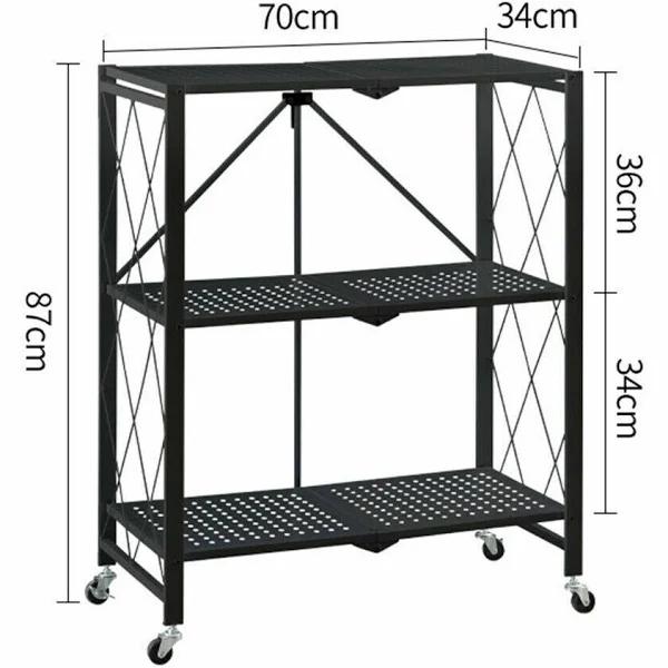 Foldable Shelf Display Stand 3 Tier Black