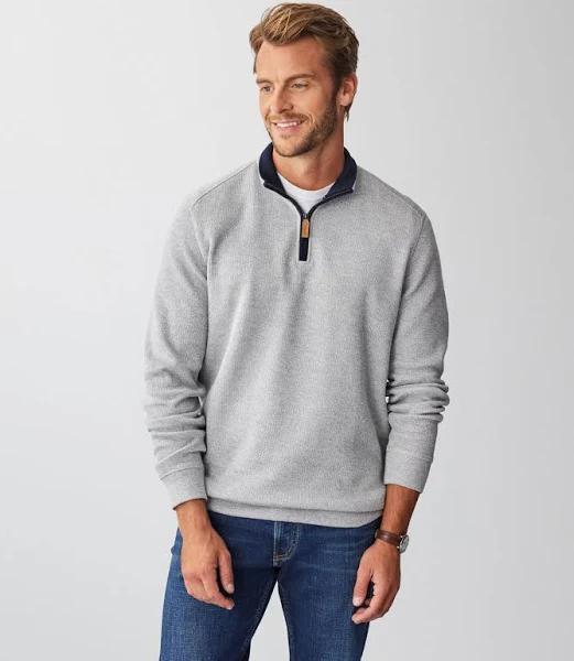 GAZMAN - Men's Half Zip French Rib Sweat - Grey Marle