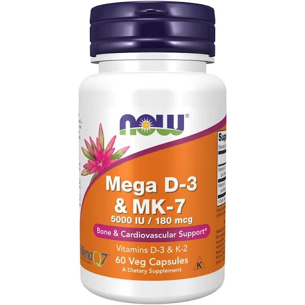 Now Foods Mega D-3 & MK-7 60 Veg Capsules