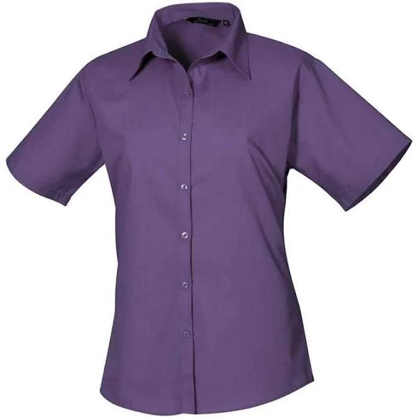 Premier Womens/Ladies Poplin Short-Sleeved Blouse (Purple) (22 UK)