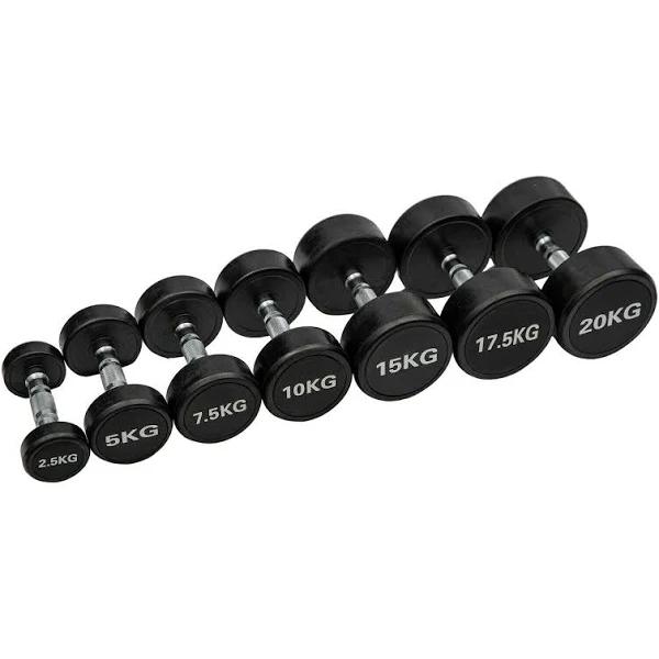 Commercial Round PU Dumbbell Set - 5 Pairs [10kg - 20kg]