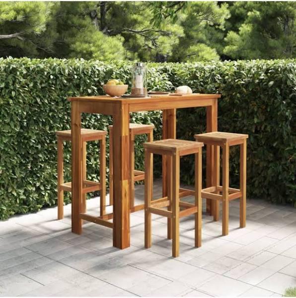 vidaXL 5 Piece Garden Bar Set Solid Wood Acacia