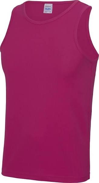 Just Cool Mens Sports Gym Plain Tank / Vest Top Hot Pink S