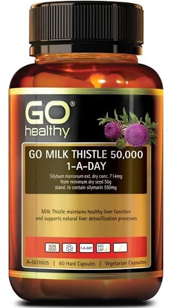 Go Healthy Milk Thistle 50,000 1-A-Day 60 Vege Capsules