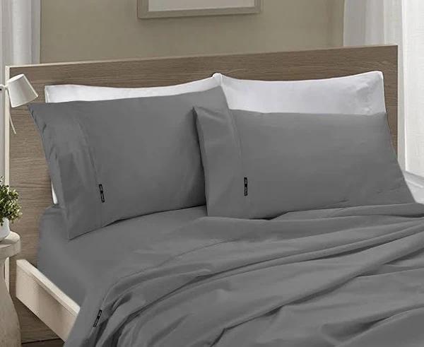 Ramesses 1200TC Silver Egyptian Cotton Sateen Sheet Set -Queen Chacoal