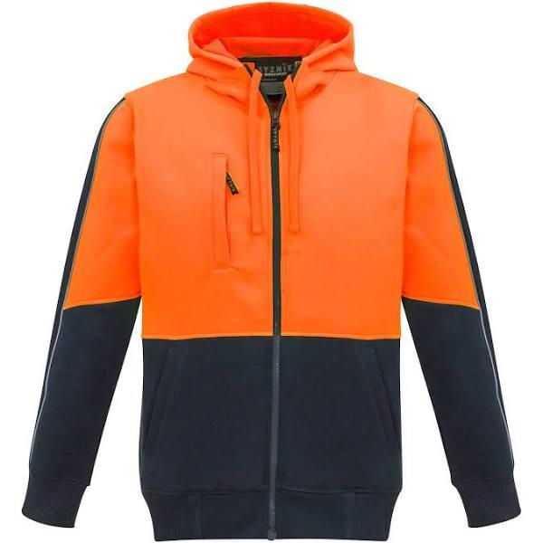 Syzmik Unisex Hi Vis Full Zip Hoodie (ZT485) S / Orange/Navy