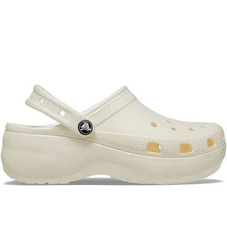 Crocs Women's Classic Platform Glitter Clog; Chalk, W9