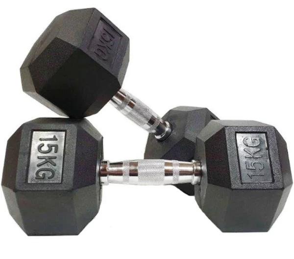 Morgan Rubber Hex Dumbbells - Pair [15kg]