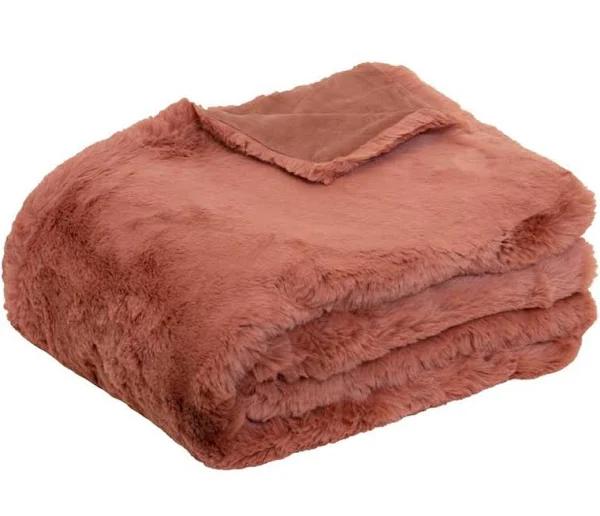 J.Elliot Arlo Faux Fur Clay Pink Throw