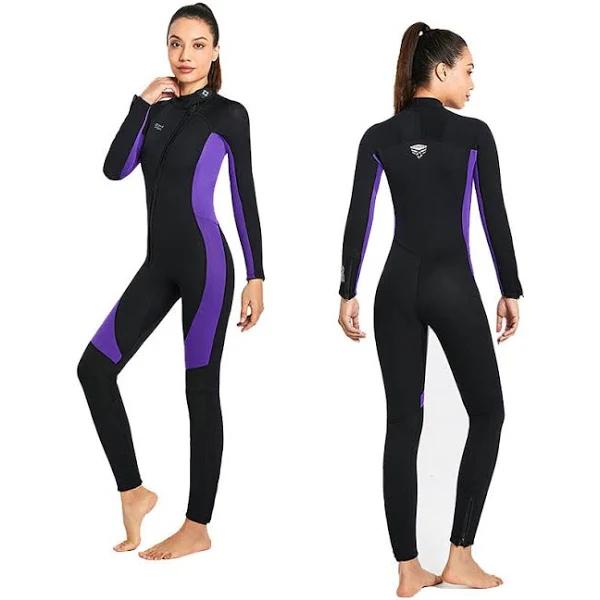 Mr Dive 3mm Neoprene Wetsuit Front Zip Full Body Diving Suit For Women-Purple - XS - AfterPay & zipPay Available