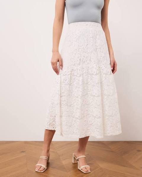 Atmos&Here - Women's White Midi Skirts - Vida Lace Midi Skirt - Size 18 at The Iconic