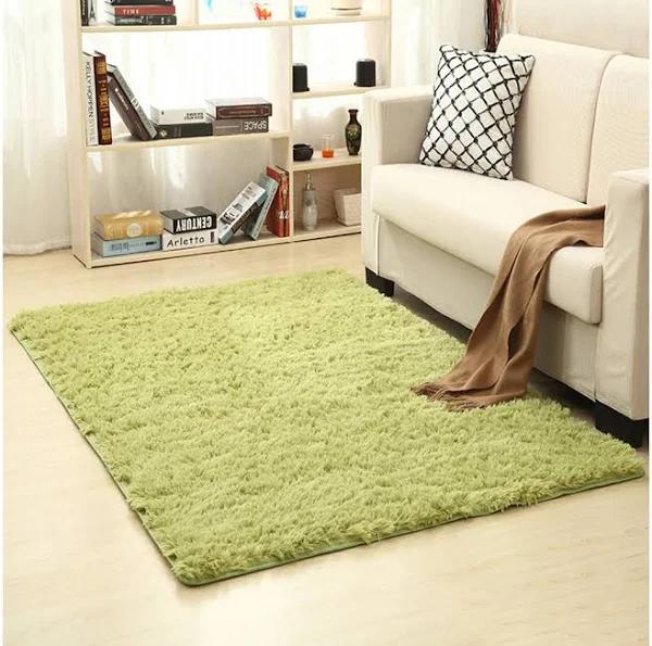 Floor Shaggy Fluffy Area Rug Modern Soft Shag Mat for Bedroom Living Room Green