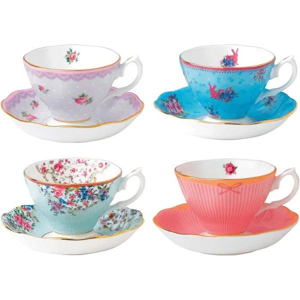 Royal Albert Candy Collection Set of 4 Teacups & Saucers