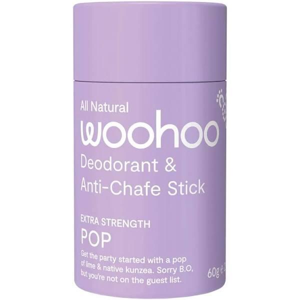 Woohoo Body Deodorant & Anti-Chafe Stick Pop - Extra Strength 60g