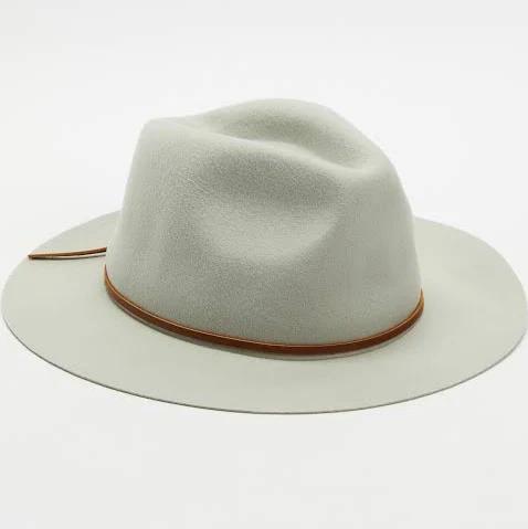 Brixton Wesley Packable Fedora in Mineral Grey, Size M