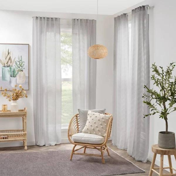 KOO Westwood Herringbone Sheer Concealed Tab Top Curtains