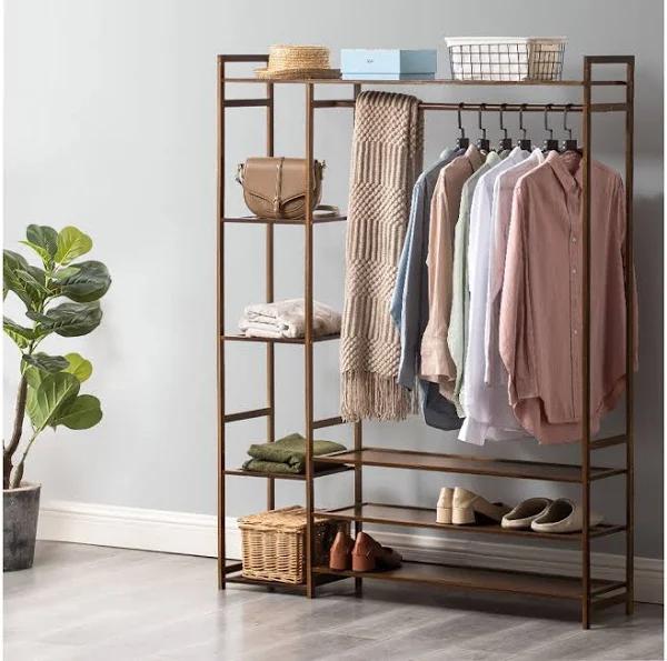 Furb Bamboo Clothes Rack Garment Coat Hanger Shelf