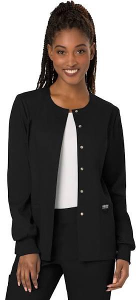 Cherokee Workwear Revolution Snap-Front Scrub Jacket - S - Black