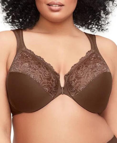 Glamorise Wonderwire Front-Closure Bra - Mocha - 16E