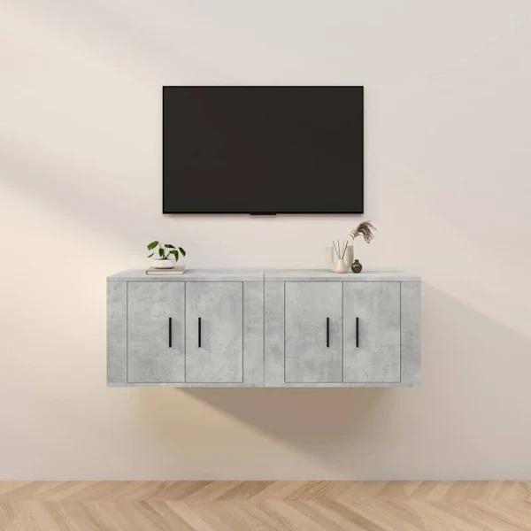 Wall-mounted TV Cabinets 2 Pcs Concrete Grey 57x34.5x40 cm