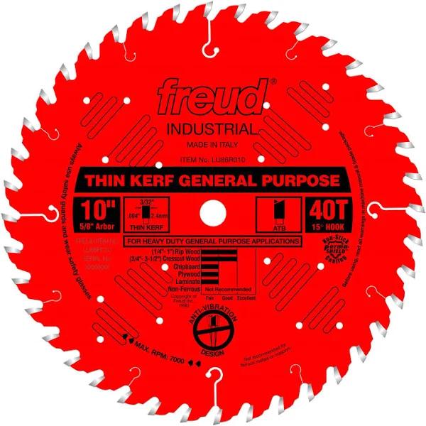 Freud 10" x 40T Thin Kerf General Purpose Blade (LU86R010)