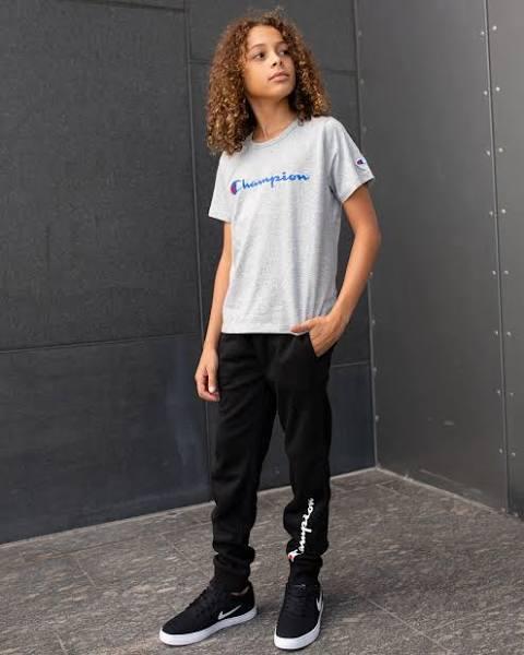 Champion Boys Script Short Sleeve Tee - Oxford Heather / 12