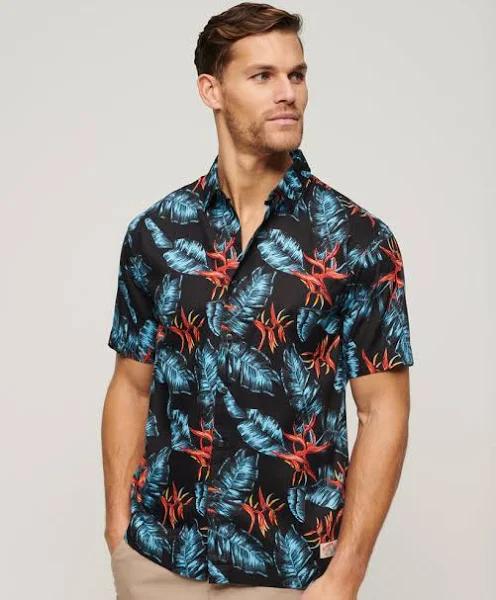 Superdry Hawaiian Shirt | Dark Navy Fire