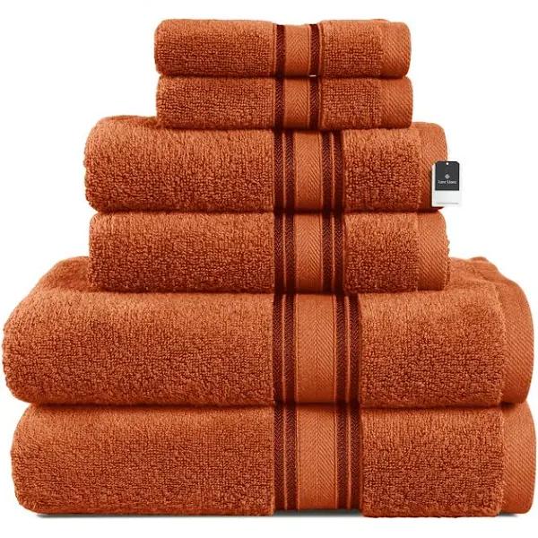 6 Piece Cotton Towel Set 550GSM - Rust