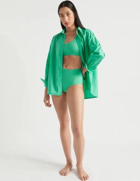 Seed Heritage Rib One Shoulder Bikini Green XS