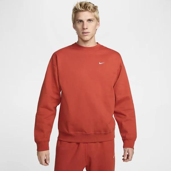 Nike Solo Swoosh Men's Fleece Crew - Red - Cotton/Polyester