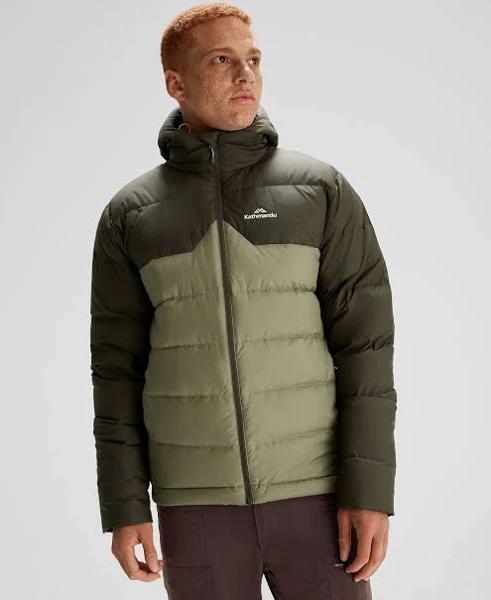 Kathmandu Epiq Men's 600 Fill Hooded Down Jacket | Green/Dark Green Puffer Jacket - XL