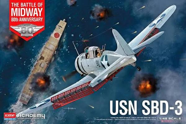 Academy 1/48 USN SBD-3 Battle of Midway Plastic Model Kit [12345]