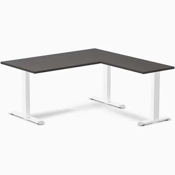 Desky Zero Melamine L-Shape Office Desk Burnished Wood / 1500x750x1550x500mm / White