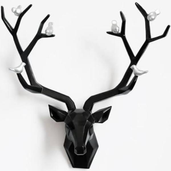 Majestic Deer Head Wall Decor, Black L