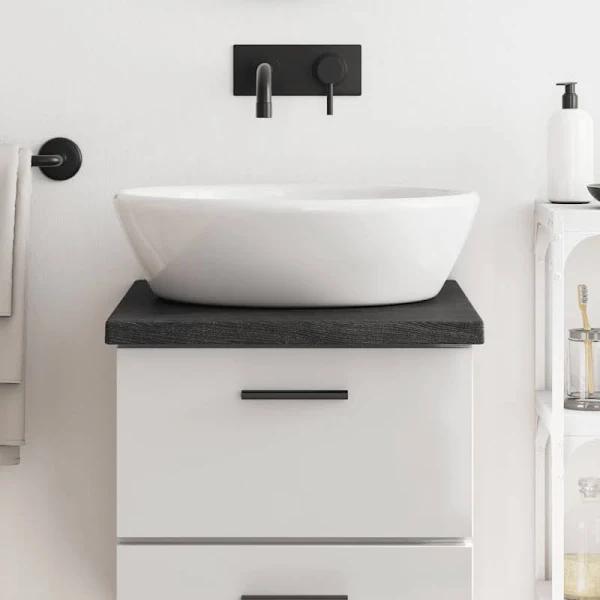 Bathroom Countertop Dark Grey 40x60x4 cm Treated Solid Wood