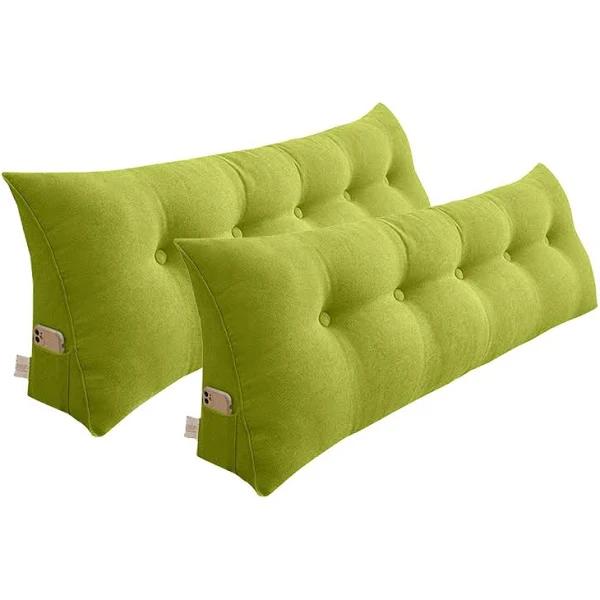 SOGA 2x 180cm Green Triangular Wedge Bed Pillow Headboard Backrest Bedside Tatami Cushion Home Decor