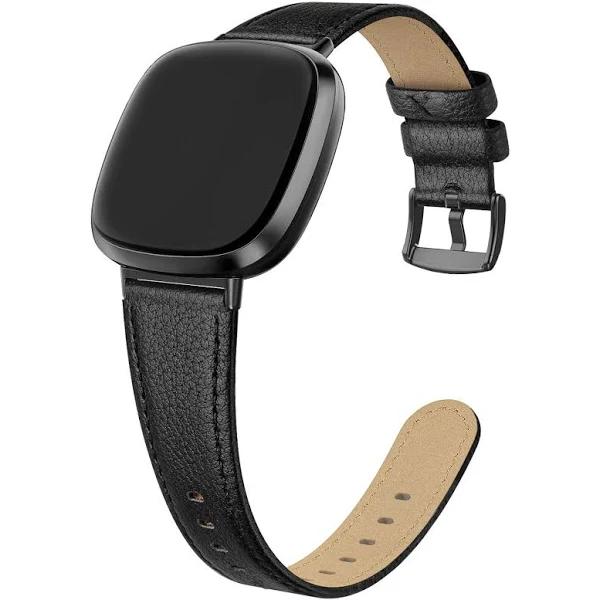 EDIMENS Leather Bands Compatible for Fitbit Versa 3 / Fitbit Versa 4 / Fitbit Sense for Women Men, Genuine Leather Bands Replacement Wristbands