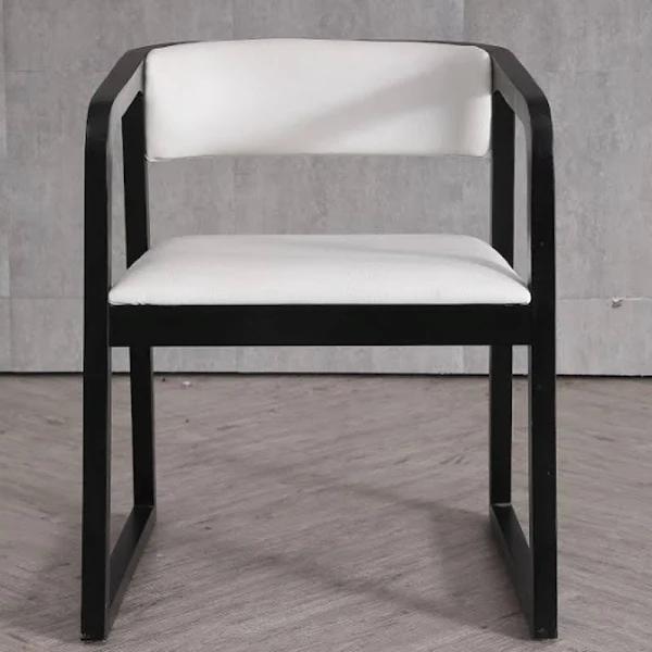 Monochrome Dining chair/White Seat Cushion/Timber Legs