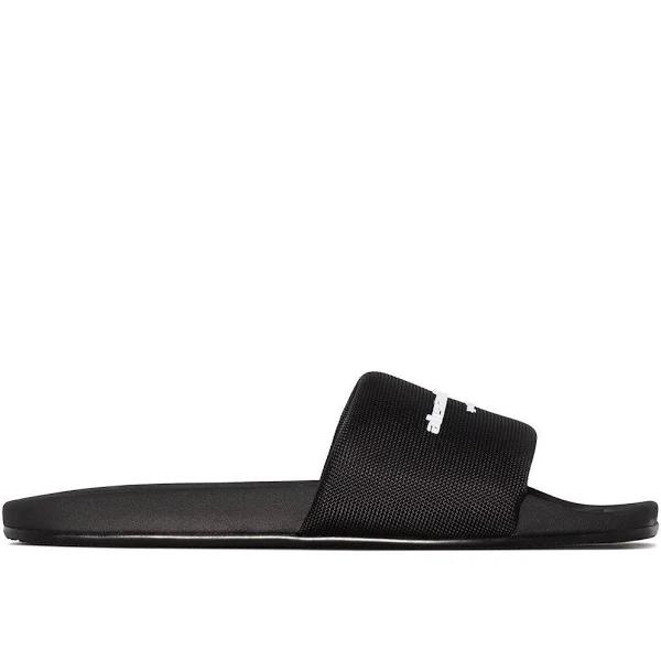 Alexander Wang logo-print flat slides Women Black