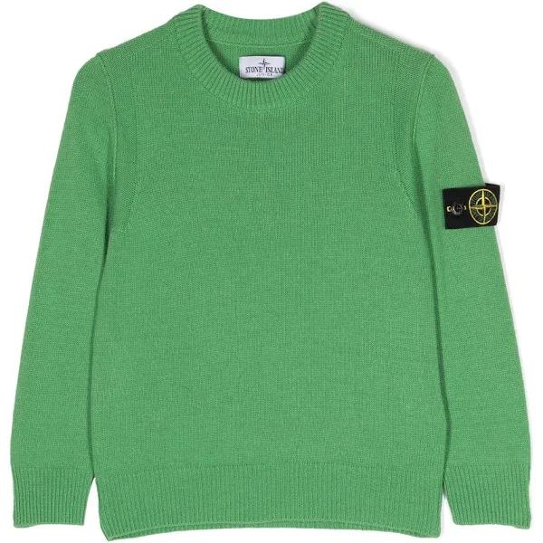 Stone Island Junior - Compass-motif Crew-Neck Jumper - Kids - Wool/Viscose/Cashmere/Polyamide - 6 Yrs - Green