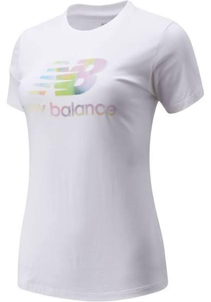 New Balance Essentials Stacked Logo Cotton Short Sleeve T-Shirt White Black Kids - S