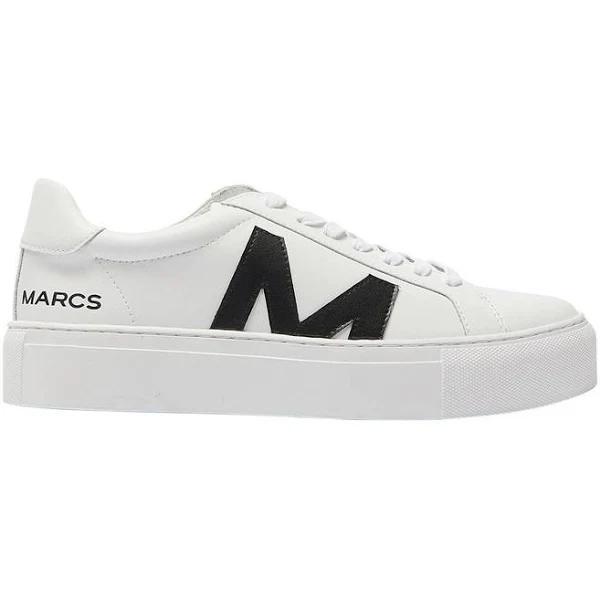 Marcs Trio Leather Sneakers in White/Black Multi 36