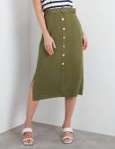 Womens Rockmans Midi Length Button Curved Hem Belted Skirt | Clothing Midi Skirts