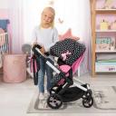 Bayer Xeo Compact Doll Pram - Pink w/White Hearts & Pink Bow New