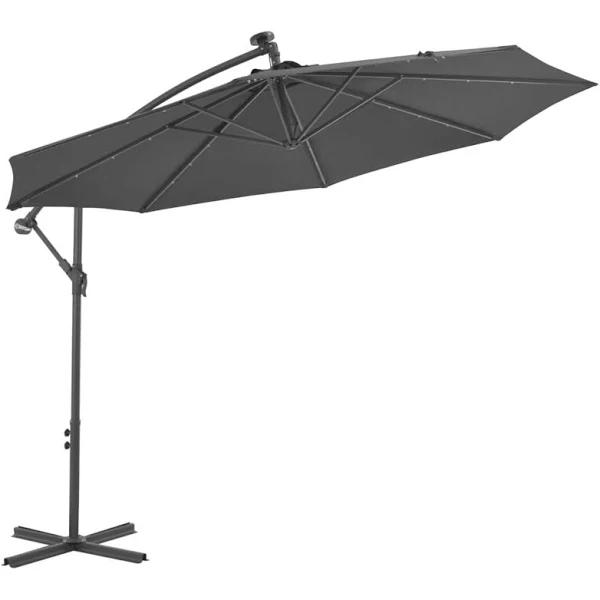 Cantilever Umbrella LED Lights and Steel Pole 300cm - Anthracite