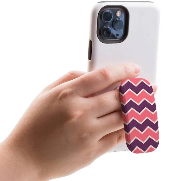 Kickstand Grip AddOn, Universal Phone Holder, Zigzag Pink Purple