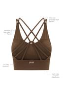 Lorna Jane Womens Lotus Longline Sports Bra Chocolate S