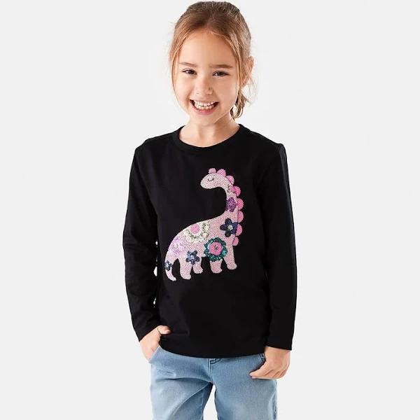 Kmart Long Sleeve Sequin T-Shirt - Dinosaur Size: 8